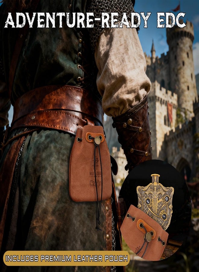 CZYY MinZerTRPG Roulette Dice 3.0 - Unique Shield Mechanical Spinner Dice for Tabletop RPG | 7-in-1 Metal DND Dice Set with Leather Pouch | Fidget EDC, Geek Gift for TTRPG Gamer & DM (Shield of Valor A) - Image 5